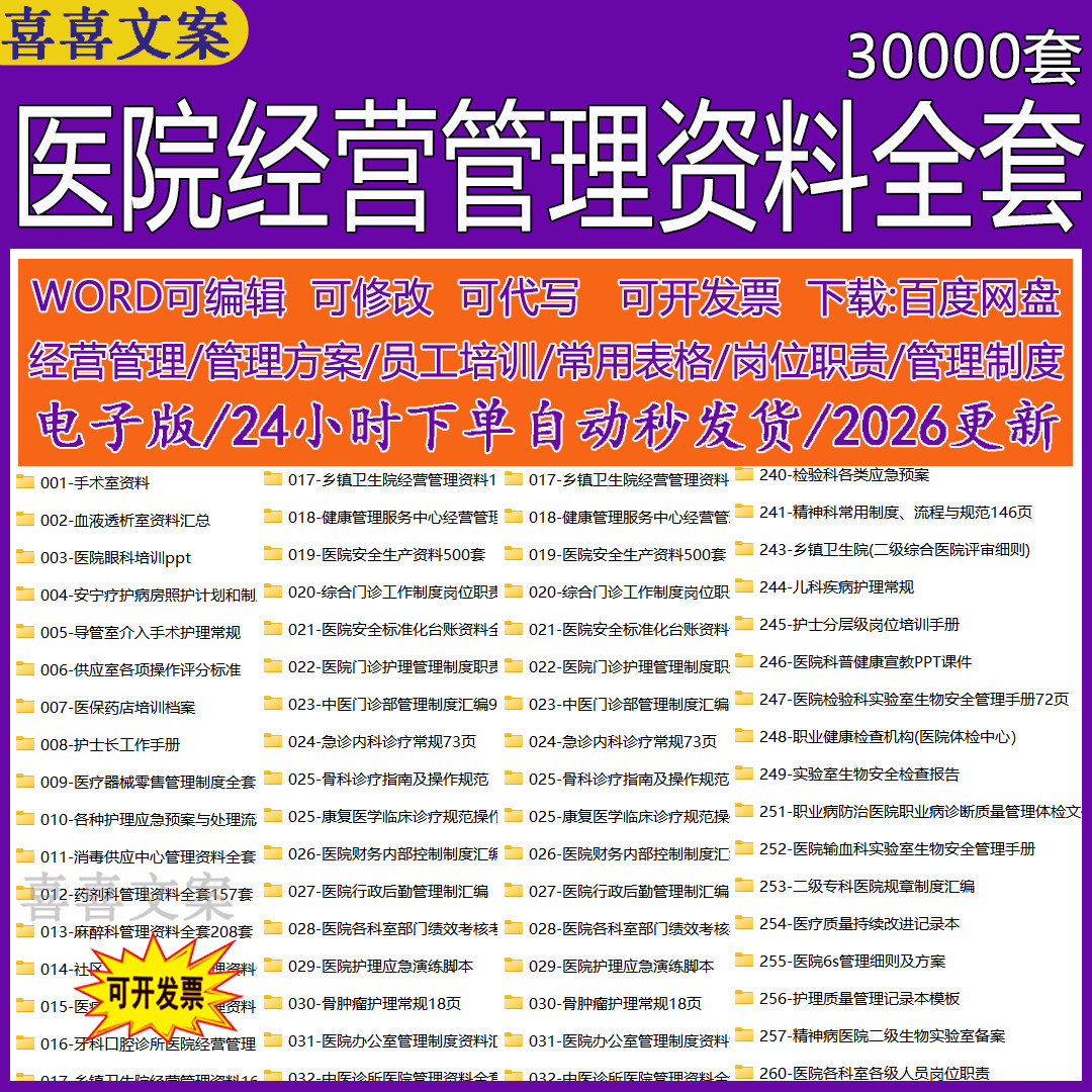 医院经营管理资料全套感染管理制度绩效考核人力资源后勤收费财务