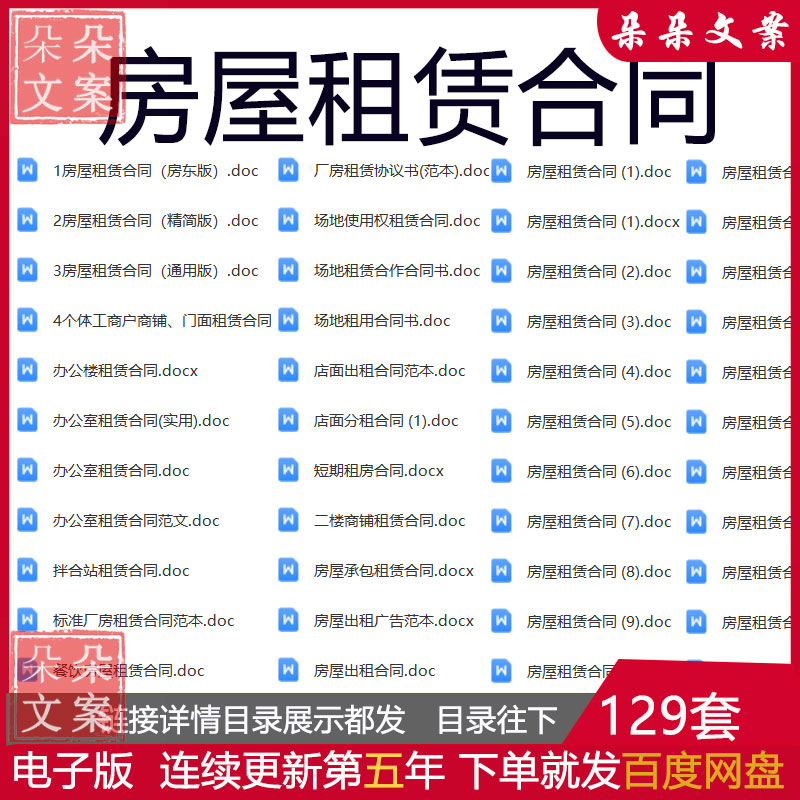 房屋租赁合同word电子版模板房东安全责任协议出租房个人住房商铺