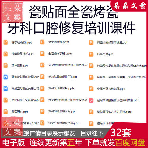医院牙科口腔瓷贴面全瓷烤瓷全瓷冠口腔修复培训ppt课件模板资料