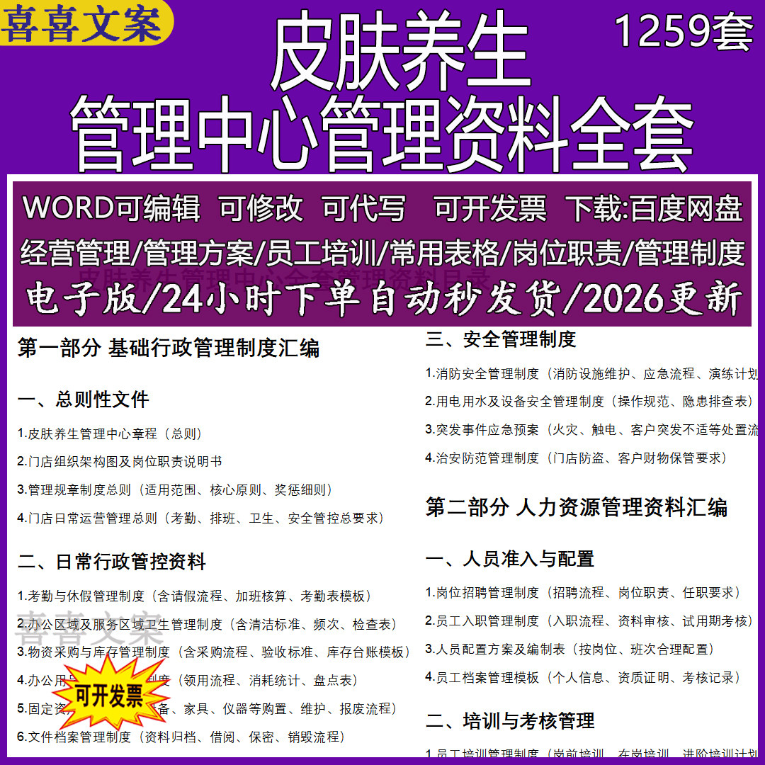 皮肤养生管理中心管理资料全套考勤与休假服务质量监督管理制度