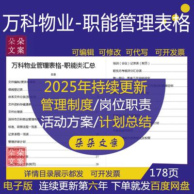 万科物业管理职能表格汇总及评审计划报告应聘职位登记转正审批表