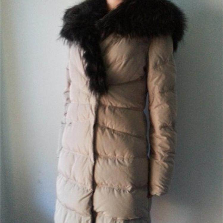 羽绒服女中长爆款大毛领外套冬季加厚保暖白鸭绒大衣纯色时尚百搭