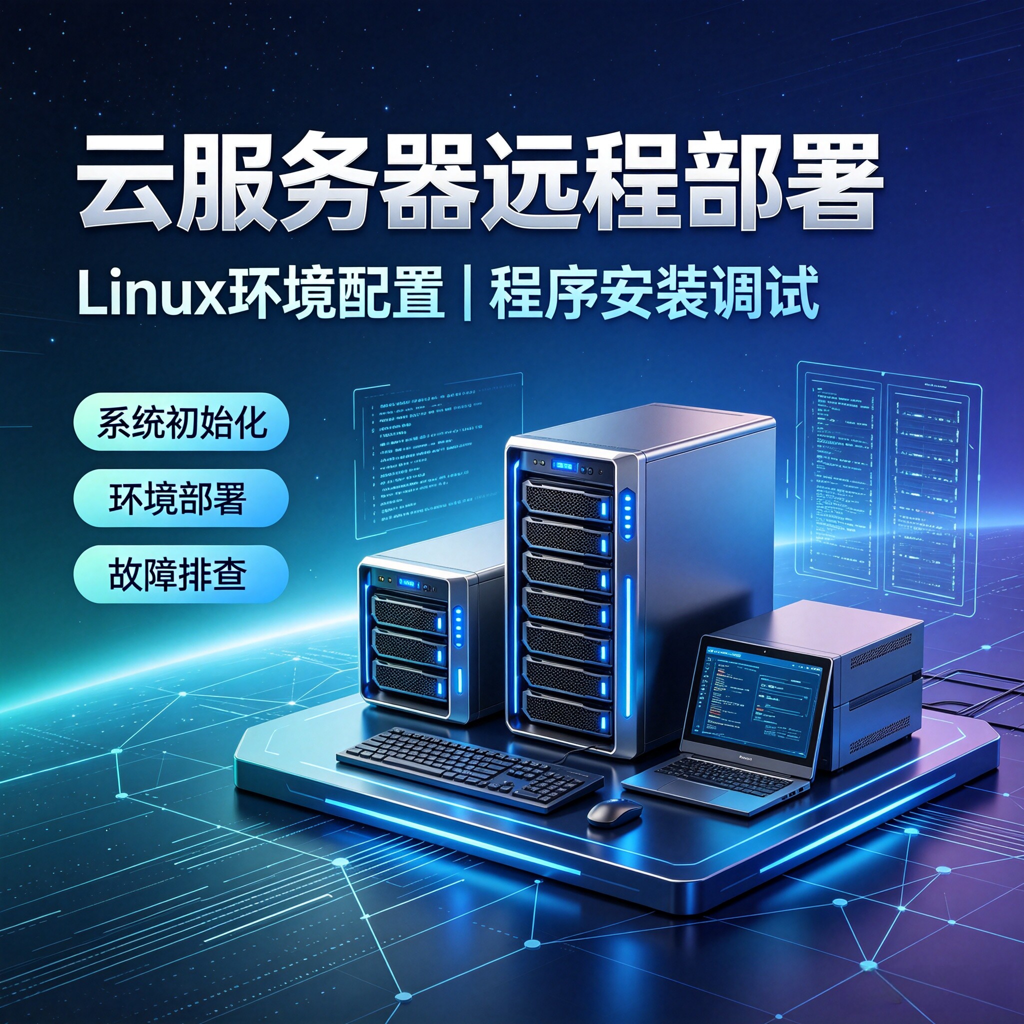 云服务器远程部署 Linux环境配置 程序安装调试 网站运维技术服务
