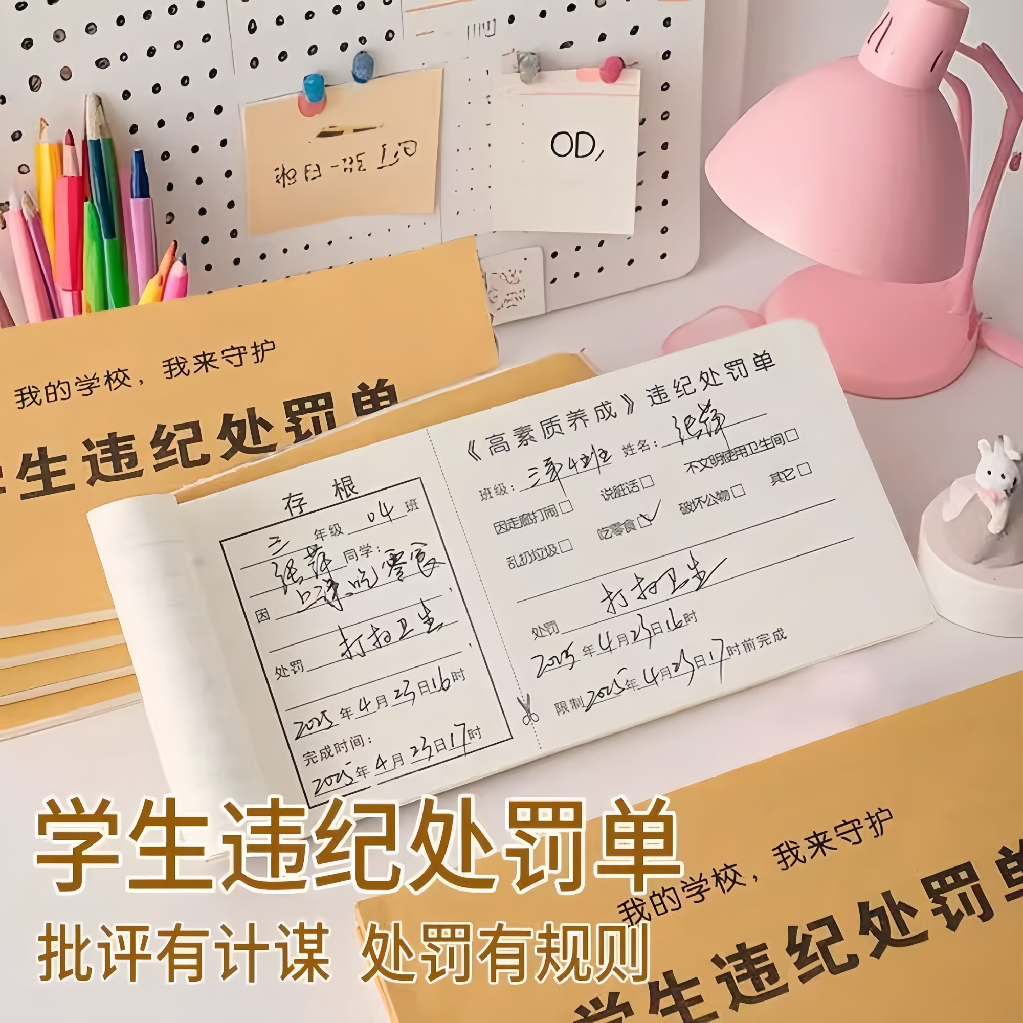 学生违停登记表存根版奖罚通知单