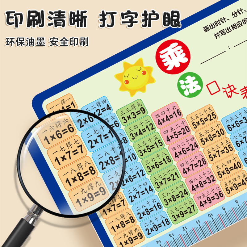 学习除法九九口诀表卡片小学生乘法记忆实用教具二年级全套辅助工