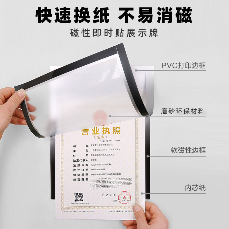 工商营业执照烟草证食品卫生三合一正副本保护套框架公示牌