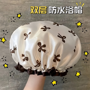双层浴帽女防水洗澡家用厨房防油烟头套女童干发膜专用沐浴帽新款