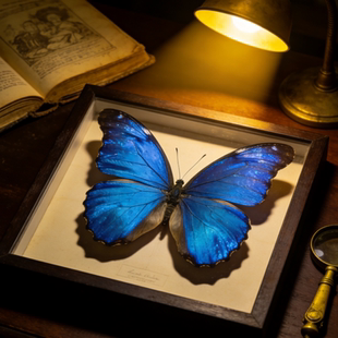大蓝闪蝶真蝴蝶标本装裱装饰画天然昆虫标本盒摆件收藏品生日礼物