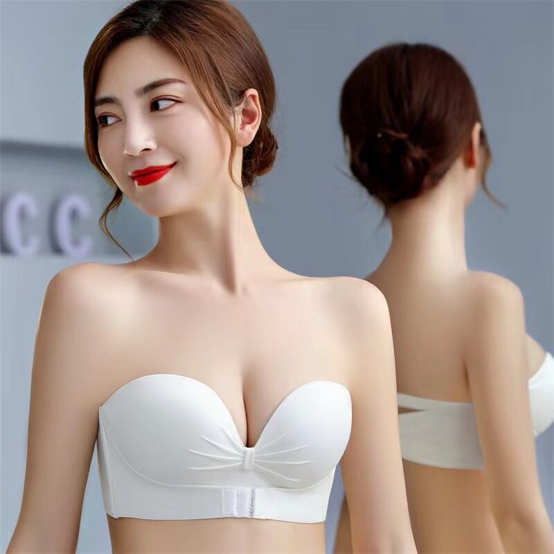 裹胸文胸美背无肩带前扣防滑聚拢小胸无钢圈性感隐形无痕内衣