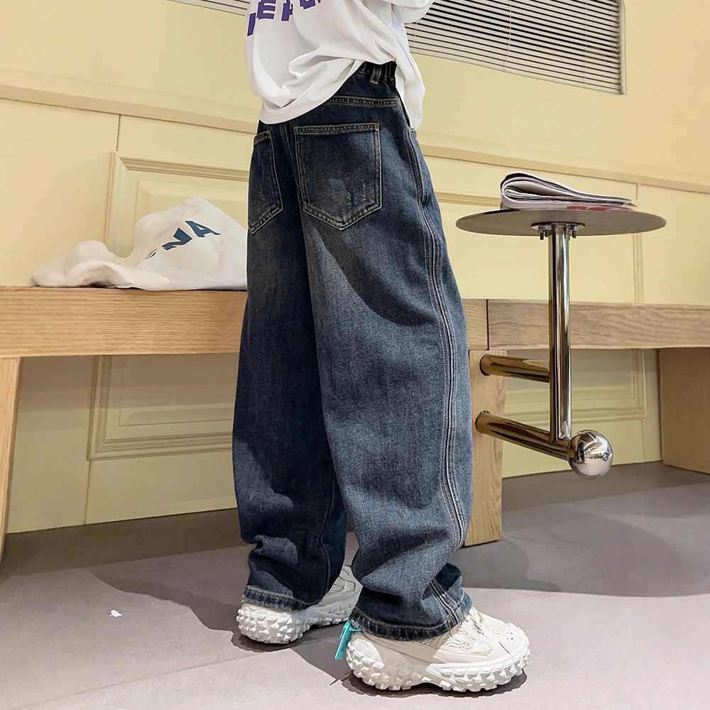儿童装男童秋装裤子2025新款冬季牛仔裤中大童秋冬款加绒男孩