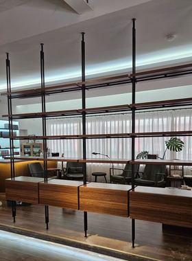 意式铁艺书架落地实木书柜极简书架客厅隔断架满墙书架多层置物架