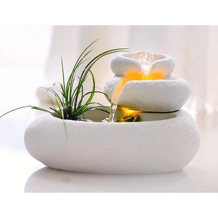 聚宝盆桌面流水摆件LED灯光装饰品家居禅意小摆件