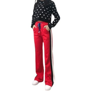 广场舞蹈练功服裤子女阔腿裤红色爵士演出比赛健身跳操运动瑜伽裤