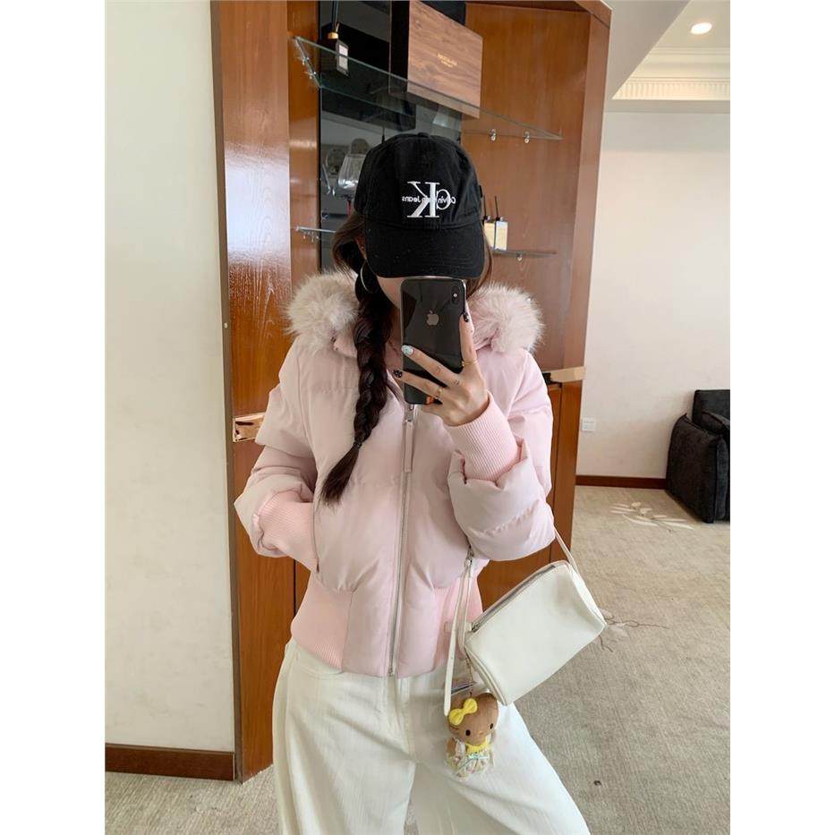 kumikumi温柔风粉色毛领连帽棉服外套女秋季百搭减龄显瘦休闲上衣,女装/女士精品,棉衣/棉服,淘宝优惠券,粉丝福利购,淘宝优惠卷