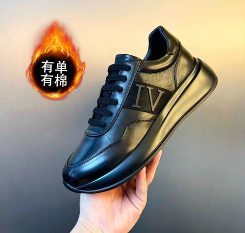 纯牛皮厚底男士潮鞋透气轻便