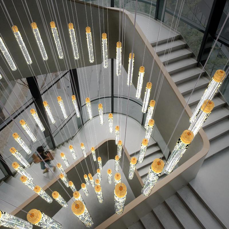 复式楼大吊灯别墅loft公寓客厅挑高中空轻奢挑空大气楼梯灯长吊灯