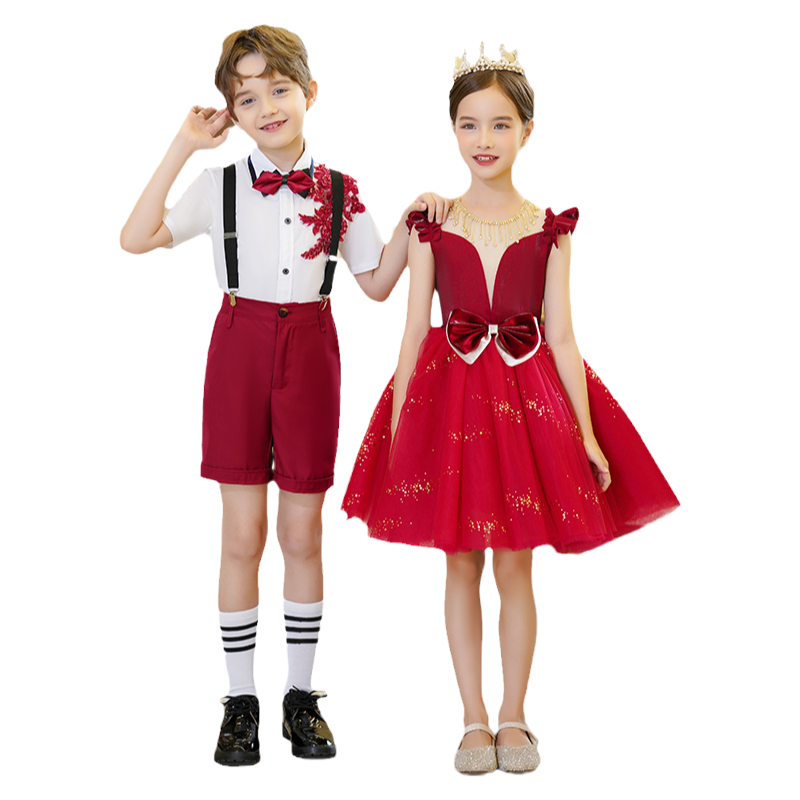 儿童大合唱演出服表演服装诗歌朗诵小学生蓬蓬裙幼儿园开学礼服裙