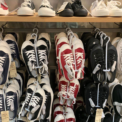 Muji帆布鞋无印良品小白鞋板鞋