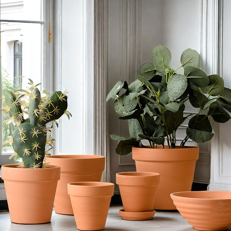 红陶花盆多肉盆栽田园阳台国际绿植素烧盆有底孔吸水透气陶土花盆