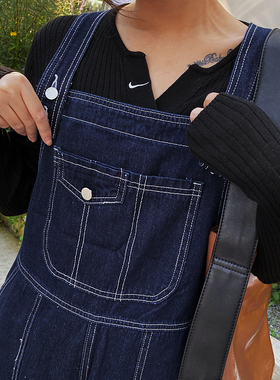 【断码清仓，概不退换】蓝色背带裤宽松显瘦直筒裤网红哈伦裤