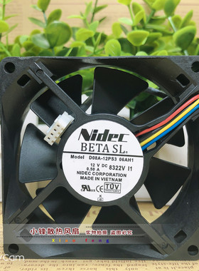 日本nidec 8025 8cm 12V 0.50A D08A-12PS3 06AH1 四线散热风扇
