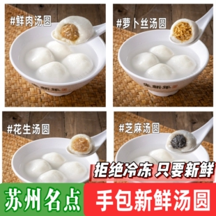 苏州美食朱新年汤圆手工馄饨黑芝麻年汤圆手工花生鲜肉枣泥汤圆手