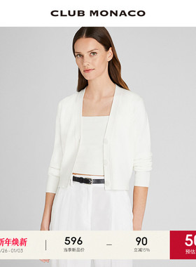 CLUB MONACO女装V领短款简约干练长袖针织开衫