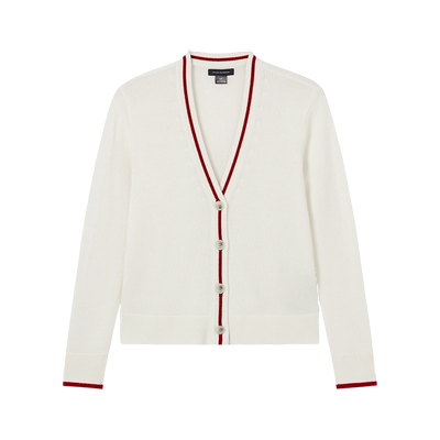 撞色美式休闲羊毛针织开衫