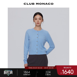 圆领单排扣短款 MONACO女士长袖 CLUB 针织开衫 100%山羊绒