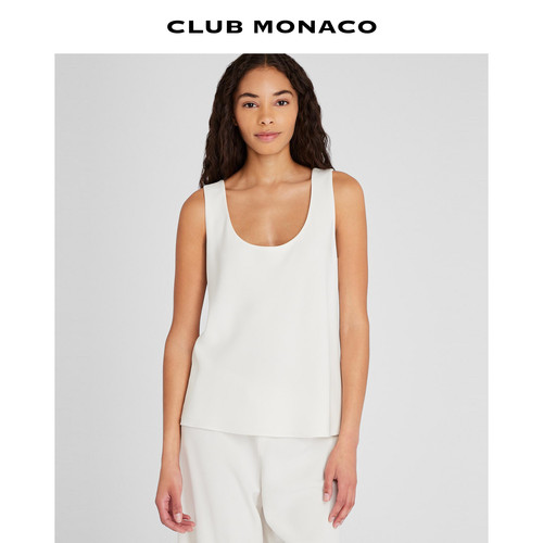 CLUB MONACO女士三醋酯混纺纯色通勤百搭风格简约U领吊带无袖背心