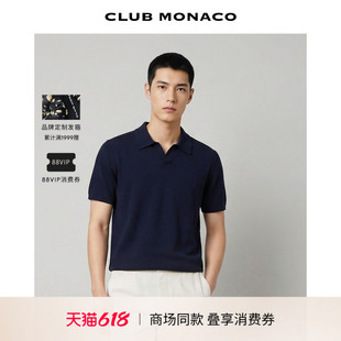 CLUB MONACO男士翻领短袖针织Polo衫桑蚕丝山羊绒混纺polo衫