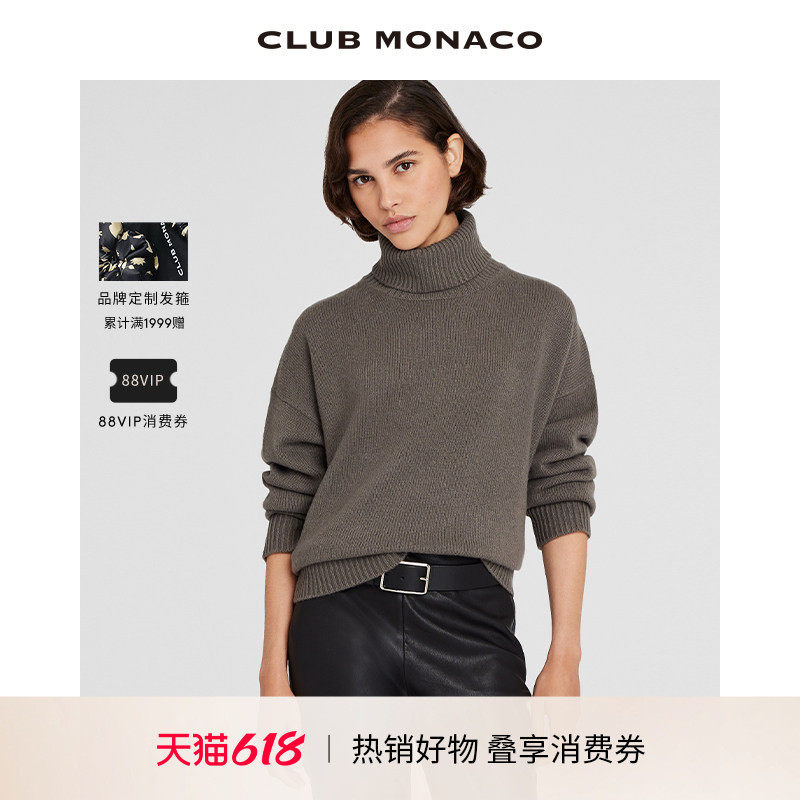 【100%山羊绒】CLUB MONACO女装高领短款毛衣