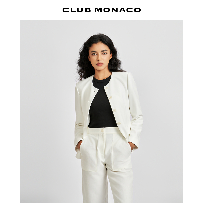 CLUB MONACO女装25春夏新品职场气质通勤百搭设计款圆领西装外套