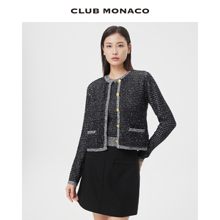 CLUB 混编撞色小香风针织开衫 马甲套装 MONACO羊毛混纺女装