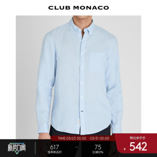 MONACO男装 CLUB 春夏经典 版 衬衫 型通勤百搭长袖 100%亚麻