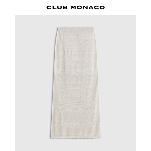 CLUB MONACO女士夏温柔提花直筒镂空显瘦肌理针织半裙