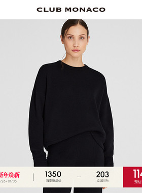 CLUB MONACO女装羊驼毛羊毛混纺圆领落肩慵懒休闲毛衣