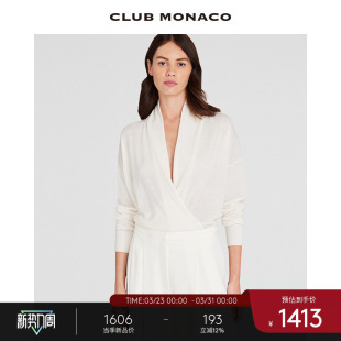 MONACO女装 CLUB 交叉荡领优雅毛衣 100%山羊绒