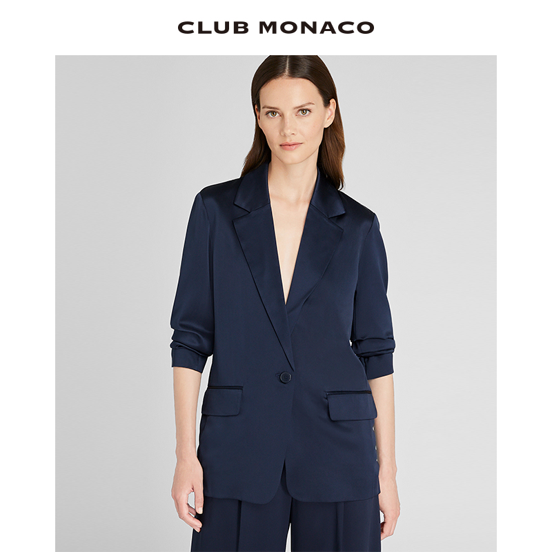 【100%桑蚕丝】CLUB MONACO女装垂坠优雅休闲气质西装外套