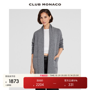 外套 羊毛青果领气质休闲毛针织厚开衫 CLUB MONACO女装