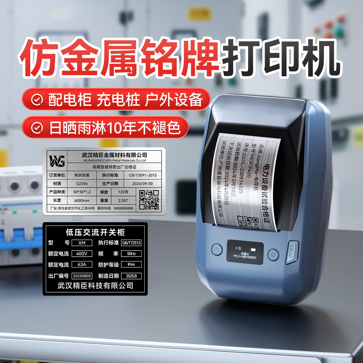 精臣M2设备铭牌标签打印机哑银拉丝银标识牌仿金属标牌定制防水合格证机械器设备工业级固定资产热转印标签机,办公设备/耗材/相关服务,家用标签机,淘宝优惠券,粉丝福利购,淘宝优惠卷