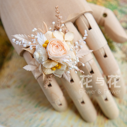 香槟色真花植物永生花结婚戒指
