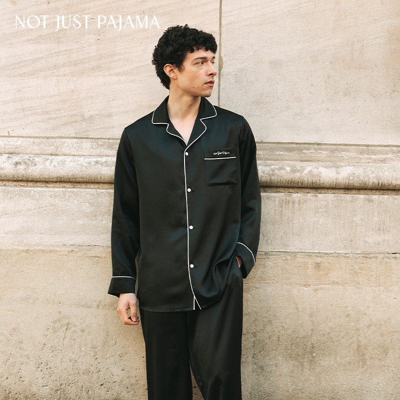Not Just Pajama真丝睡衣长袖男套装小爱心桑蚕丝家居服送礼