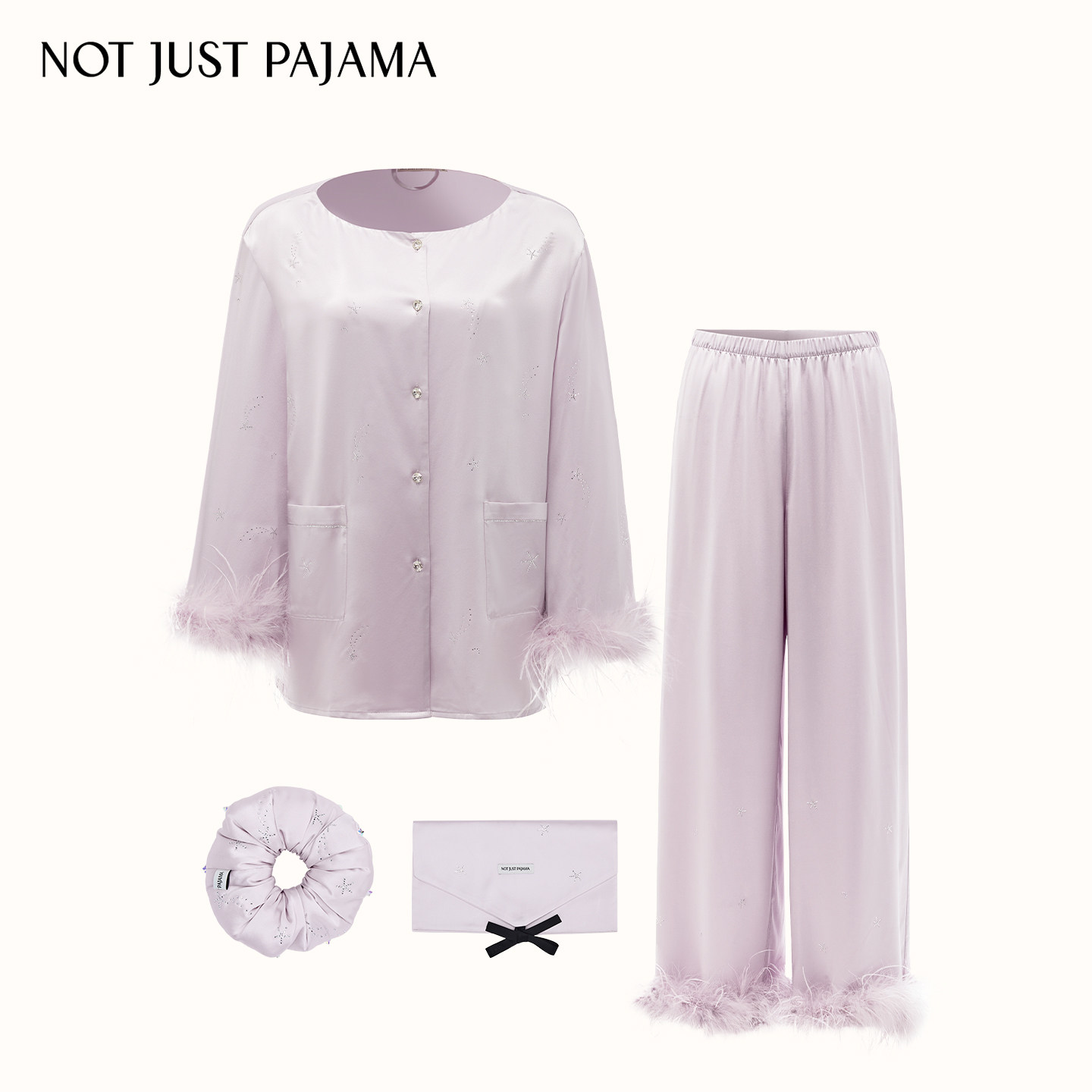 Not Just Pajama真丝睡衣VEGA织女星羽毛桑蚕丝家居服高级感礼盒