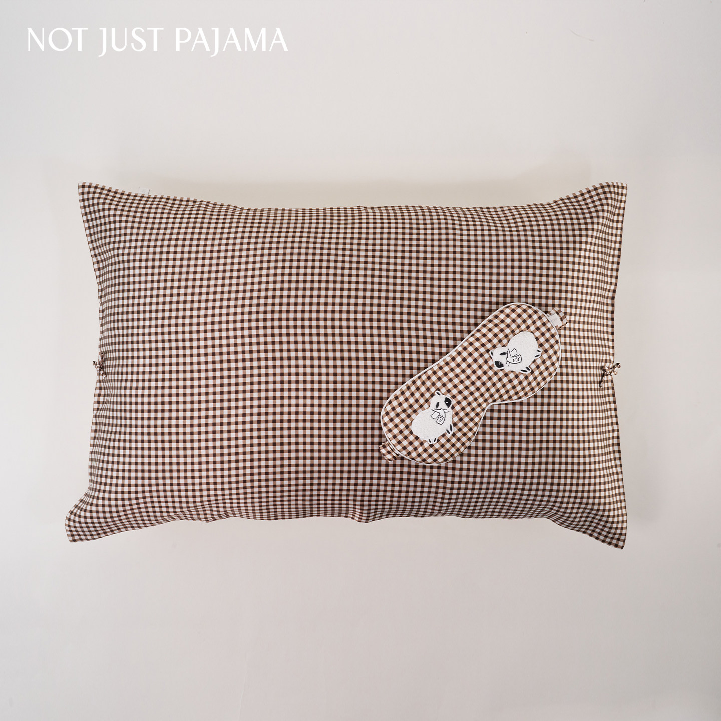 Not Just Pajama 英伦牧场22姆米真丝棕色格子印花撞色枕套眼罩,女士内衣/男士内衣/家居服,内衣配件,淘宝优惠券,粉丝福利购,淘宝优惠卷