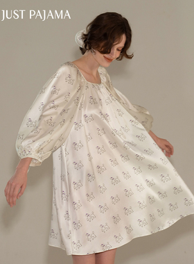 吴千语同款Not Just Pajama 钻石小狗22姆米真丝睡裙秋冬连衣裙