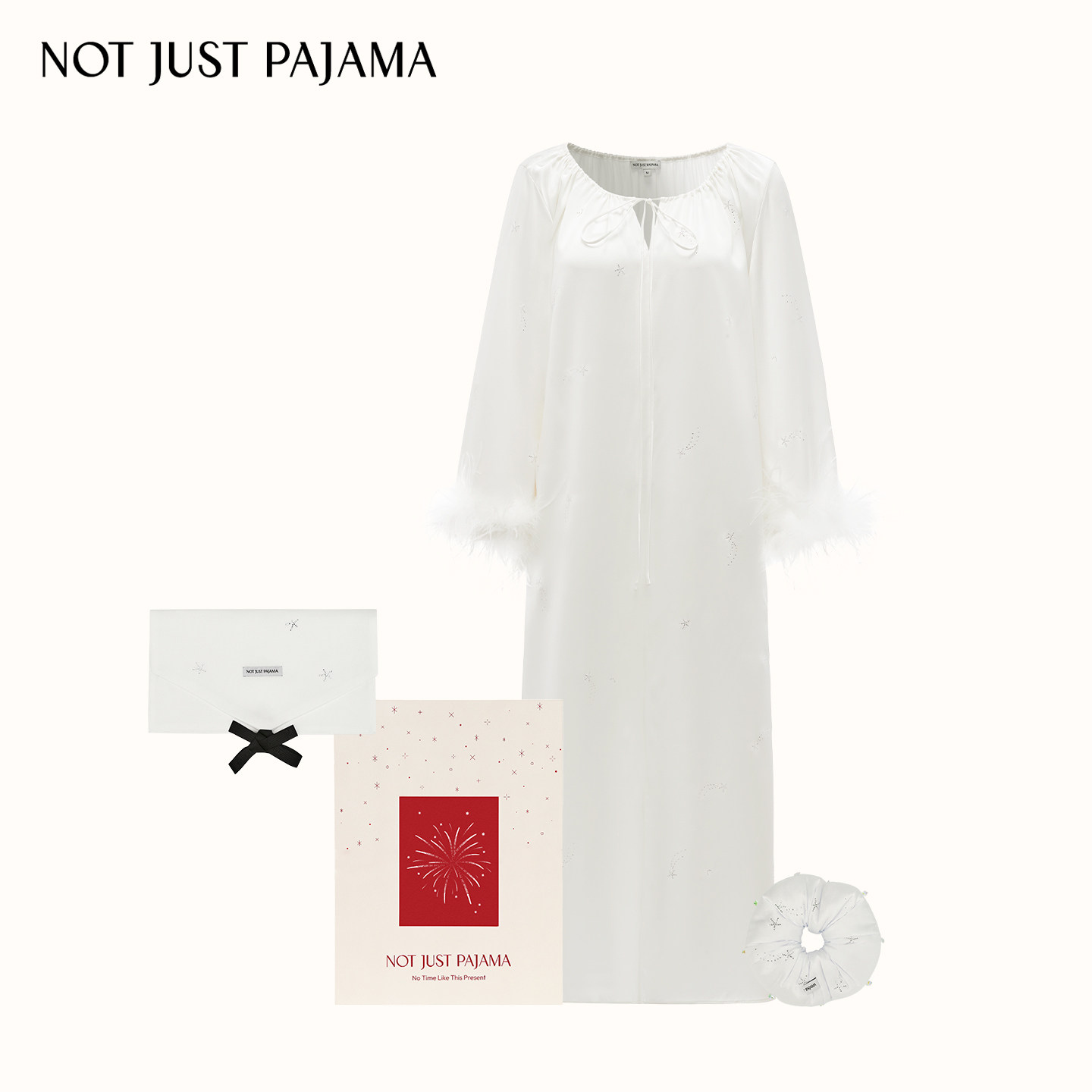 新年礼物】Not Just Pajama VEGA织女星22姆米真丝羽毛晨袍礼盒,女士内衣/男士内衣/家居服,晨袍,淘宝优惠券,粉丝福利购,淘宝优惠卷