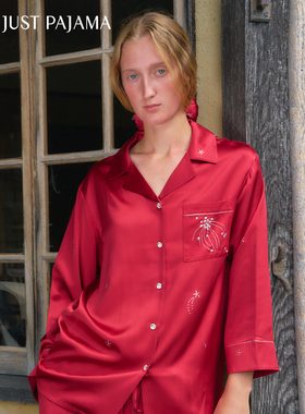 Not Just Pajama VEGA节日限定22姆米真丝刺绣情侣款长袖睡衣套装