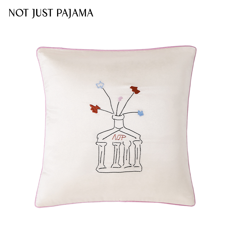 Not Just Pajama 心动博物馆 花瓶图案刺绣22姆米真丝抱枕含枕芯