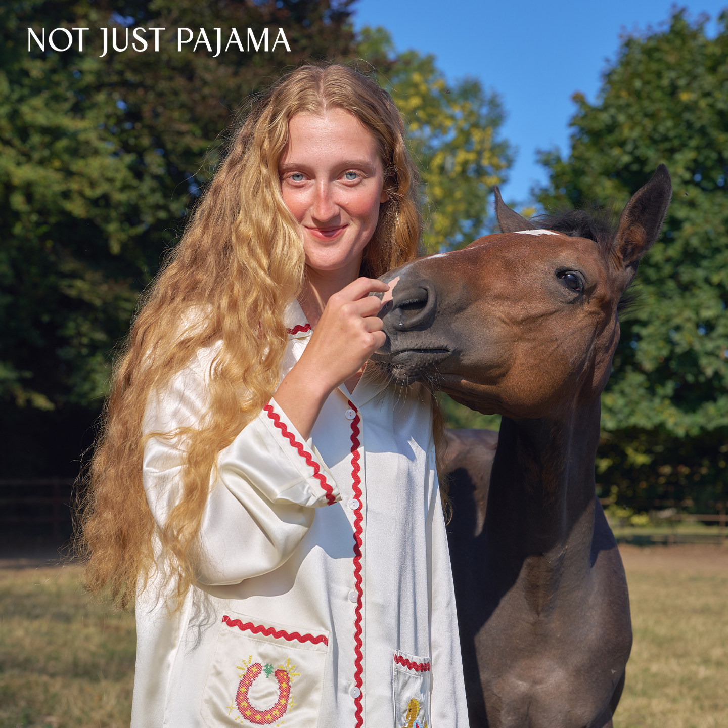 丁程鑫同款】Not Just Pajama 真丝撞色波浪织带情侣款长袖睡衣